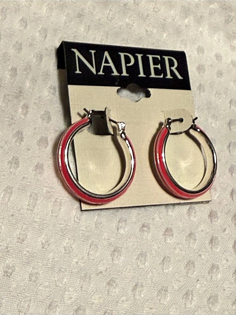 Napier Pink & Silver Hoop Earrings NWT
